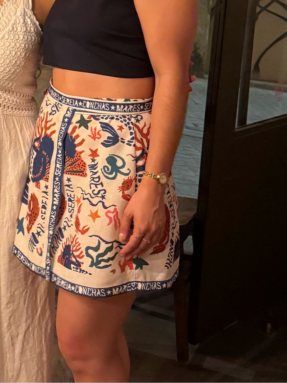 Sea theme printed wrap skirt